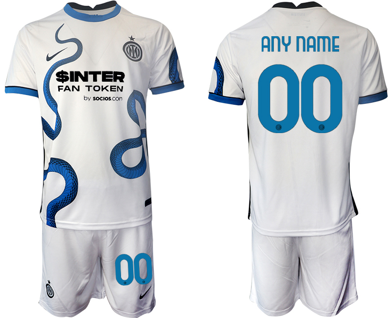 Men 2021-2022 Club Inter Milan away white customized Soccer Jersey->customized soccer jersey->Custom Jersey